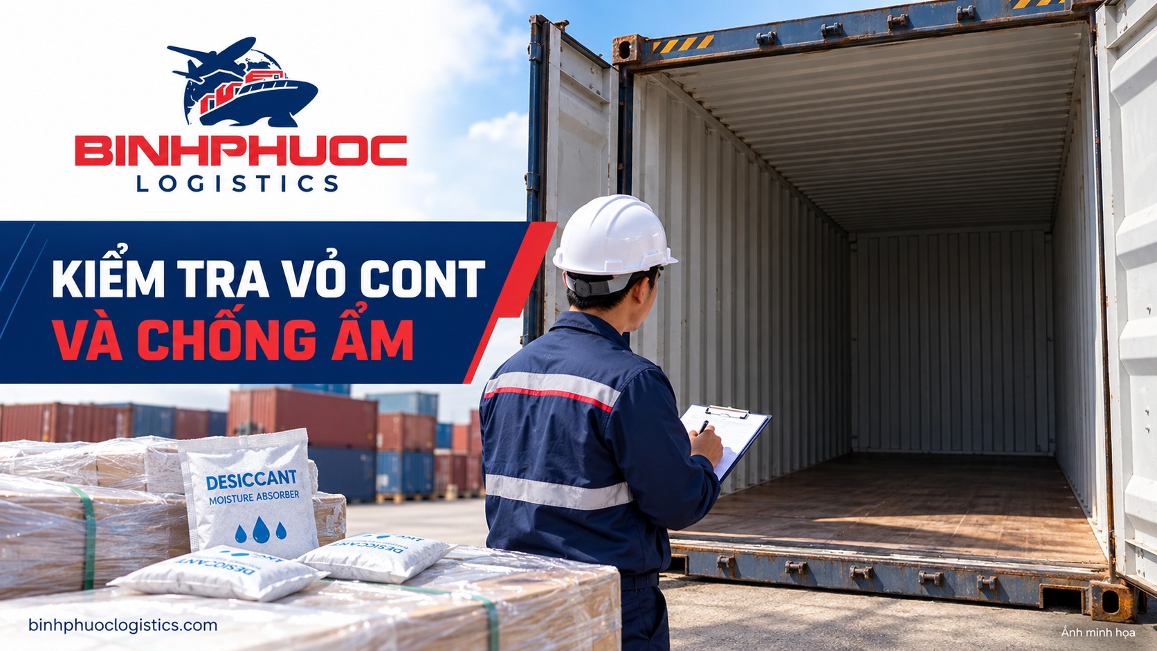Kiểm tra vỏ cont và chống ẩm cho hàng hạt điều xuất khẩu